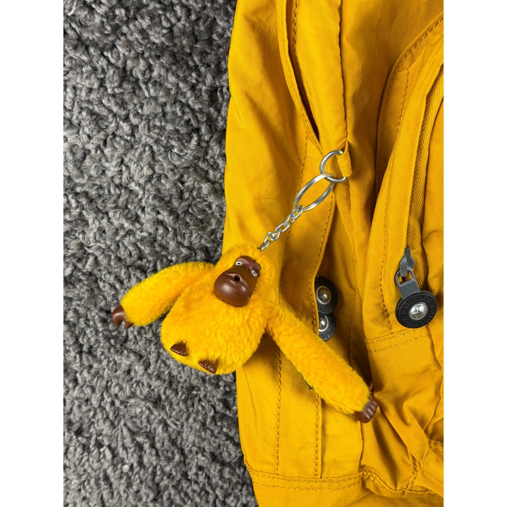 Kipling Seoul Small Backpack Yellow Crinkle Nylon Bookbag BP4414-2WY w Keychain - Picture 2 of 8
